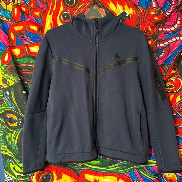 Nike Sportswear Tech Fleece Zip Up Jacket Men’s XL Navy Blue Cotton Blend - Picture 1 of 8